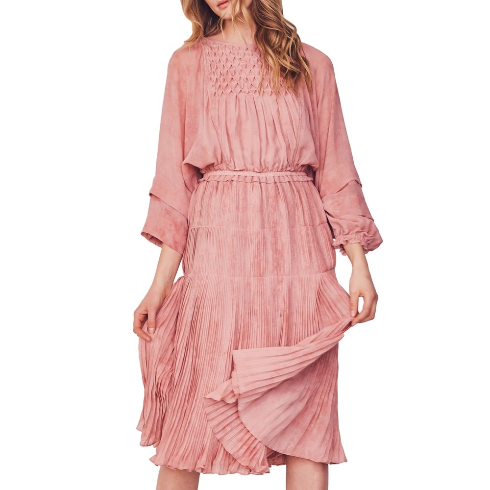 Loveshackfancy | Faded Marsala Pleated Noelle Midi Dress